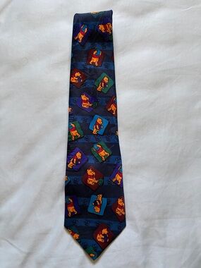 Disney Navy Tie with Multicolor Winnie the Pooh Squares
